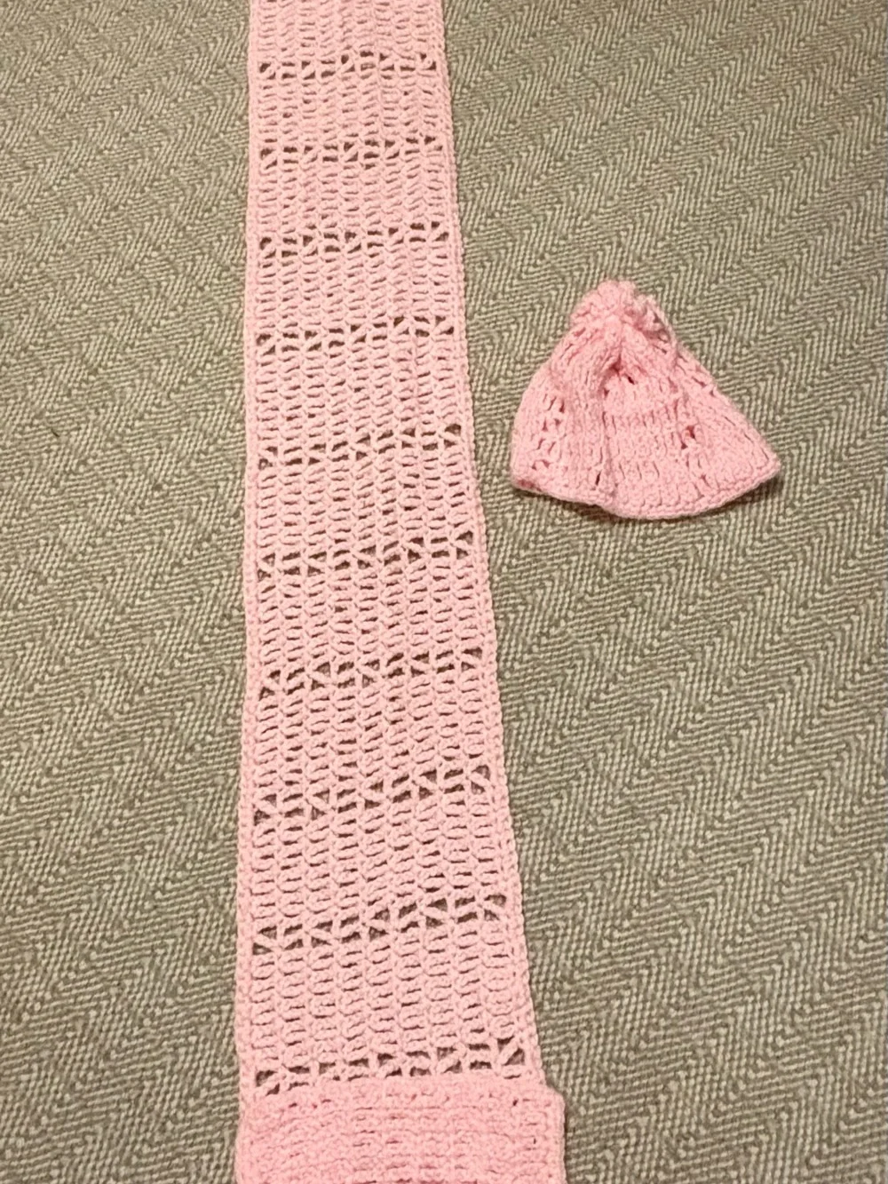 Hand-Crocheted Pink Kids Beanie and Scarf Set